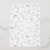 Bloemen Tekenen Elegant Boho Huwelijk Zilver Folie Uitnodiging (Achterkant)