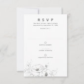 Bloemen Tekenen Elegant Minimale Bruiloft RSVP (Voorkant)