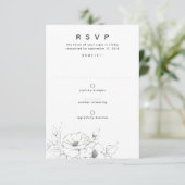 Bloemen Tekenen Elegant Minimale Bruiloft RSVP (Staand voorkant)