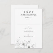 Bloemen Tekenen Elegant Minimale Bruiloft RSVP (Voorkant / Achterkant)