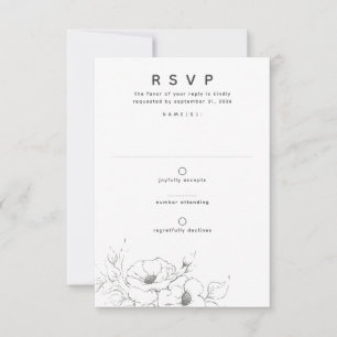 Bloemen Tekenen Elegant Minimale Bruiloft RSVP Kaartje