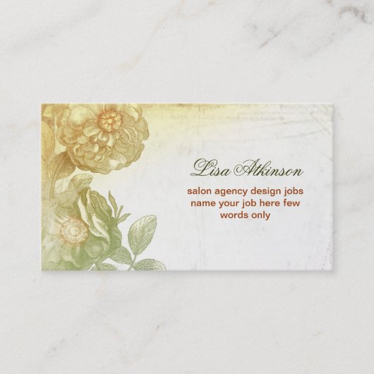 bloemen tekenen elegant oud en oud visitekaartje (Voorkant)