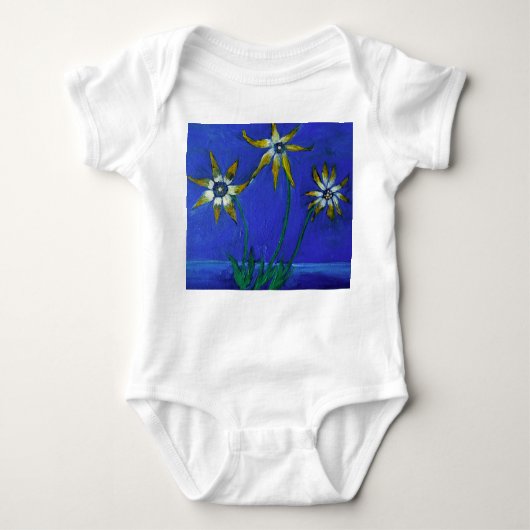 Bloemen Tekenen van Baby Jersey Bodysuit, wit Romper (Voorkant)