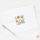 Bloemen tekeningen in delicate kleuren vierkante sticker (Envelop)