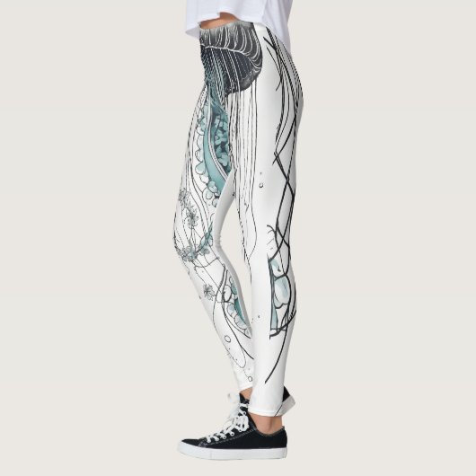 "Bloemen tentakels: Monochrome Medusa" Leggings (Links)