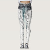 "Bloemen tentakels: Monochrome Medusa" Leggings (Voorkant)