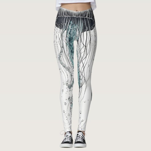 "Bloemen tentakels: Monochrome Medusa" Leggings (Voorkant)