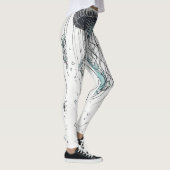 "Bloemen tentakels: Monochrome Medusa" Leggings (Rechts)