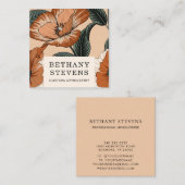 Bloemen Terra Cotta Groene Meubelbekleding Vierkante Visitekaartje (Voorkant / Achterkant)