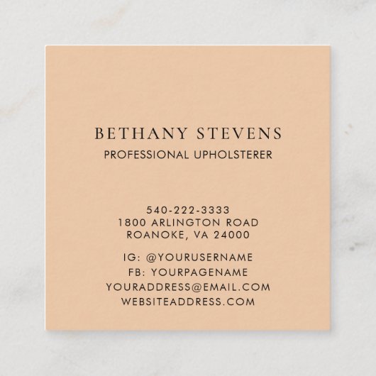 Bloemen Terra Cotta Groene Meubelbekleding Vierkante Visitekaartje (Achterkant)