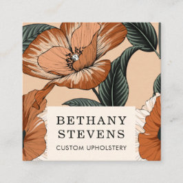 Bloemen Terra Cotta Groene Meubelbekleding Vierkante Visitekaartje