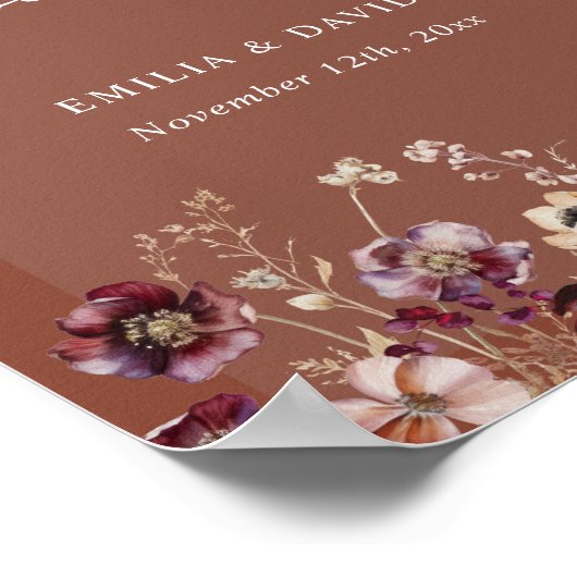 Bloemen Terracotta Boog Huwelijk Welkom Poster (Hoek)