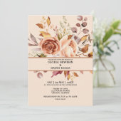 Bloemen Terracotta bruiloft uitnodiging (Staand voorkant)