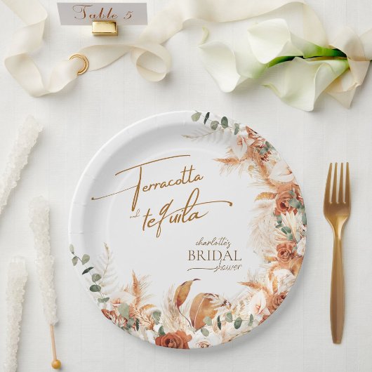 Bloemen Terracotta en tequila Bridal Paper Bord
