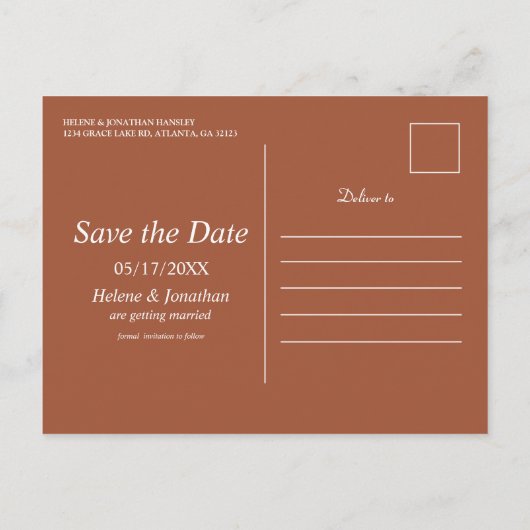 Bloemen Terracotta Herfst Boho Bruiloft Save The D Aankondigingskaart (Achterkant)