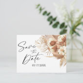 Bloemen Terracotta Herfst Boho Bruiloft Save The D Aankondigingskaart (Staand voorkant)