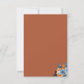 Bloemen Terracotta Herfst Navy Blue Rust bruiloft Bedankkaart (Achterkant)
