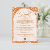 Bloemen Terracotta Neutraal Trouwdetails Informatiekaartje (Staand voorkant)