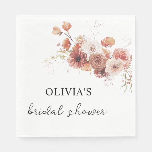 Bloemen Terracotta Vrijgezellenfeest papier Servet (Voorkant)