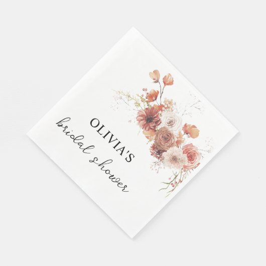 Bloemen Terracotta Vrijgezellenfeest papier Servet (Hoek)