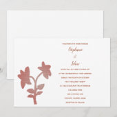 Bloemen Terracotta Wit Klassiek Eenvoudige bruilof Kaart (Voorkant / Achterkant)