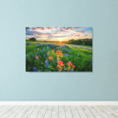 Bloemen | Texas Bluebonnets & Indian Paintborstel Canvas Afdruk (Insitu (Houten vloer))