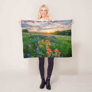 Bloemen   Texas Bluebonnets & Indian Paintborstel Fleece Deken