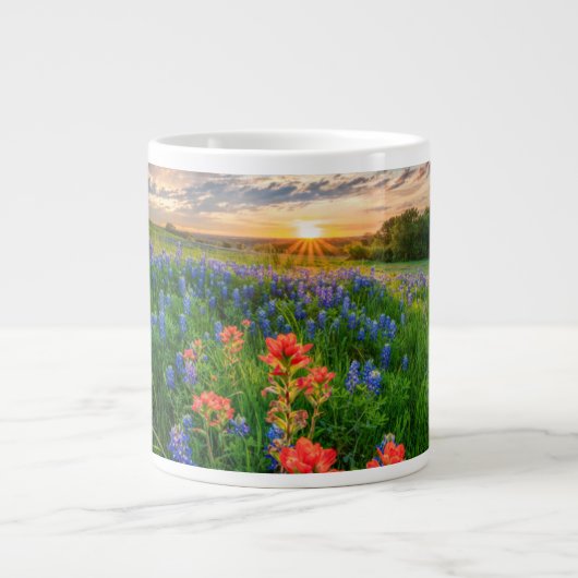 Bloemen | Texas Bluebonnets & Indian Paintborstel Grote Koffiekop (Voorkant)