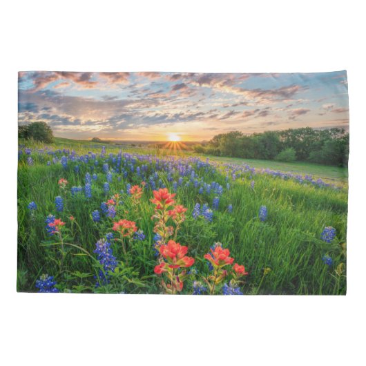 Bloemen | Texas Bluebonnets & Indian Paintborstel Kussensloop (Achterkant)