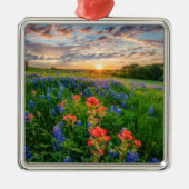 Bloemen | Texas Bluebonnets & Indian Paintborstel Metalen Ornament (Voorkant)