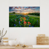 Bloemen | Texas Bluebonnets & Indian Paintborstel Poster (Keuken)
