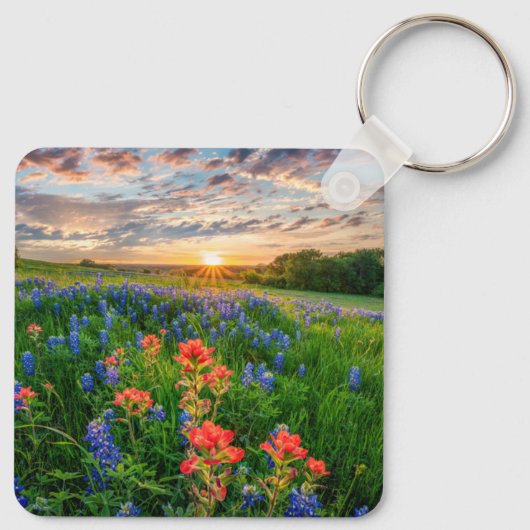 Bloemen | Texas Bluebonnets & Indian Paintborstel Sleutelhanger (Achterkant)