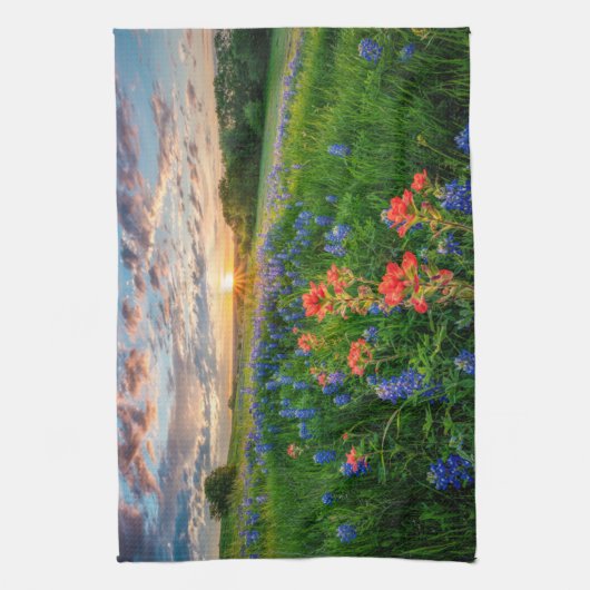 Bloemen | Texas Bluebonnets & Indian Paintborstel Theedoek (Verticaal)