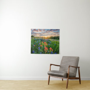 Bloemen   Texas Bluebonnets & Indian Paintborstel Wandkleed