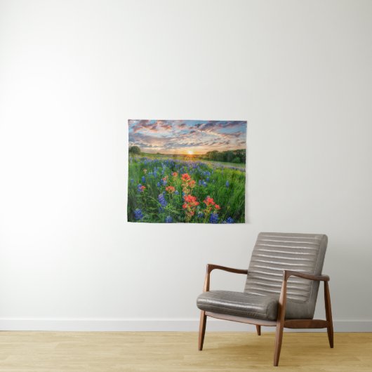 Bloemen | Texas Bluebonnets & Indian Paintborstel Wandkleed (In Situ (horizontaal))