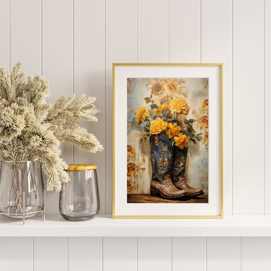 Bloemen Textuur Cowboy Boots Decoupage Tissuepapier