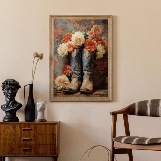 Bloemen Textuur Cowboy Boots Decoupage Tissuepapier