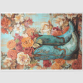 Bloemen Textuur Cowboy Boots Decoupage Tissuepapier (Voorkant)