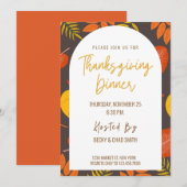 Bloemen Thanksgiving Diner Uitnodigingsfeest Kaart (Voorkant / Achterkant)