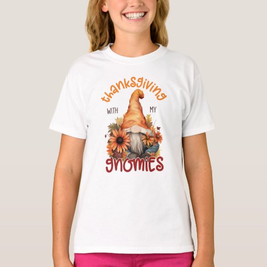 Bloemen Thanksgiving met mijn Gnomies T-shirt (Voorkant)