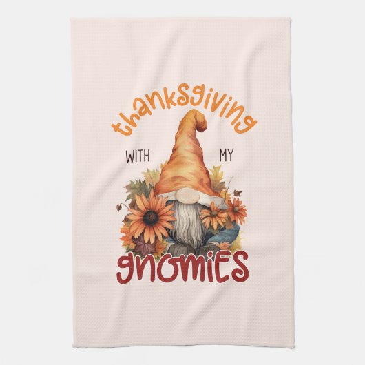 Bloemen Thanksgiving met mijn Gnomies Theedoek (Verticaal)