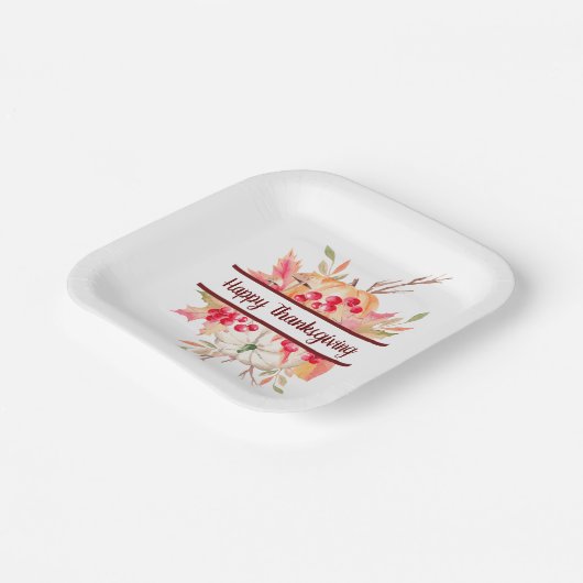 Bloemen Thanksgiving Papieren Bordje (Gebogen)