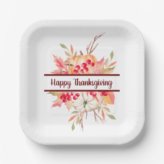 Bloemen Thanksgiving Papieren Bordje (Voorkant)