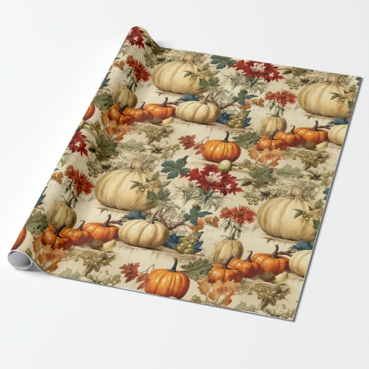 Bloemen Thanksgiving  Patroon (10) Cadeaupapier (Uitgerold)