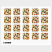 Bloemen Thanksgiving  Patroon (10) Vierkante Sticker (Vel)