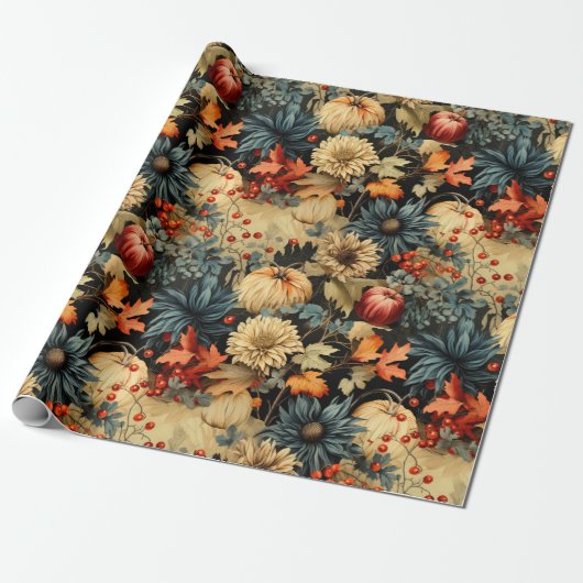 Bloemen Thanksgiving  Patroon (12) Cadeaupapier (Uitgerold)