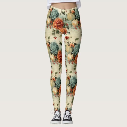 Bloemen Thanksgiving  Patroon (1) Leggings (Voorkant)