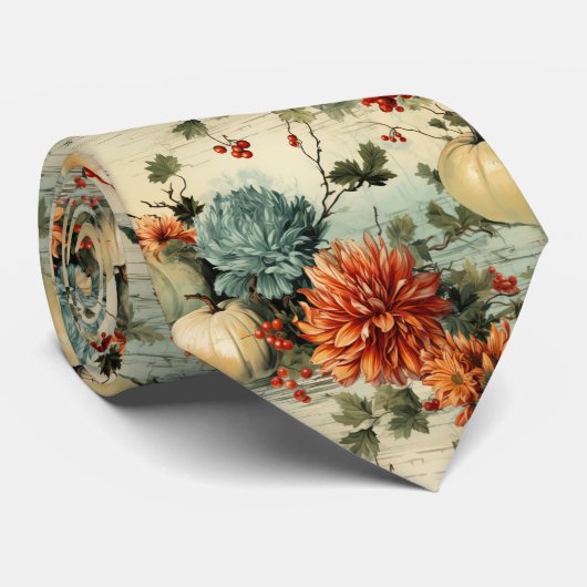 Bloemen Thanksgiving  Patroon (1) Stropdas (Opgerold)