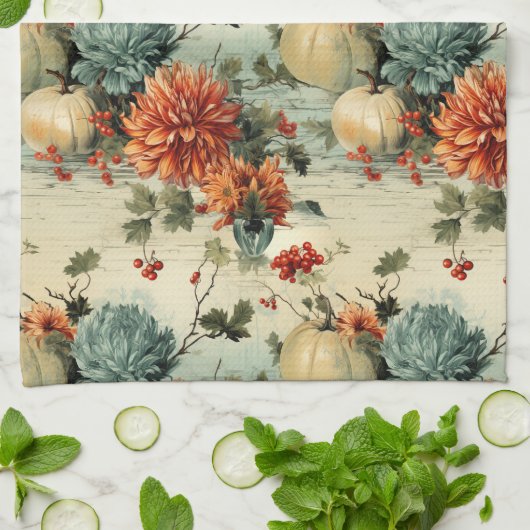 Bloemen Thanksgiving Patroon (1) Theedoek (Gevouwen)