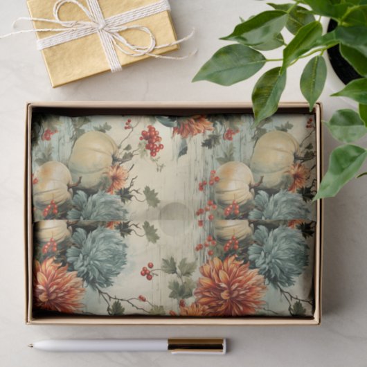 Bloemen Thanksgiving Patroon (1) Tissuepapier (Geschenk)